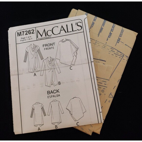 Misses/Women's Sweater Coats & Poncho Sewing Pattern McCall's M7262, Loose Fit - Picture 5 of 5